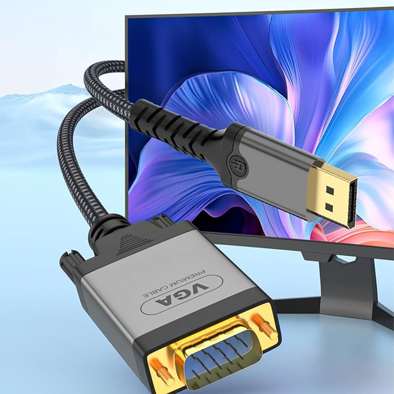 DisplayPort to VGA Adapter Cable 6 6ft Male to Female 1080P Video Streaming Cord - Image 5